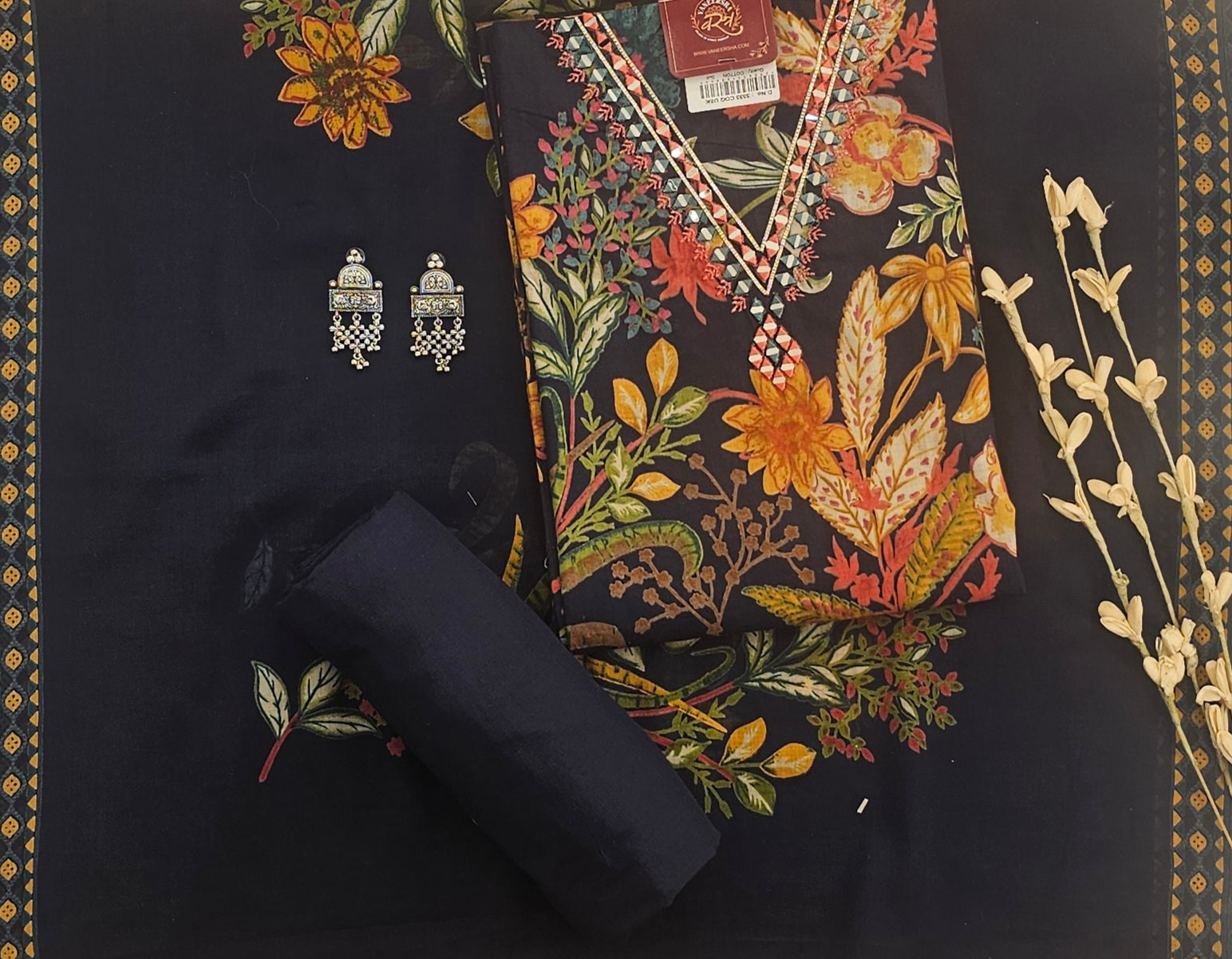 Floral Bliss Soft Cotton Unstitched Suit Set