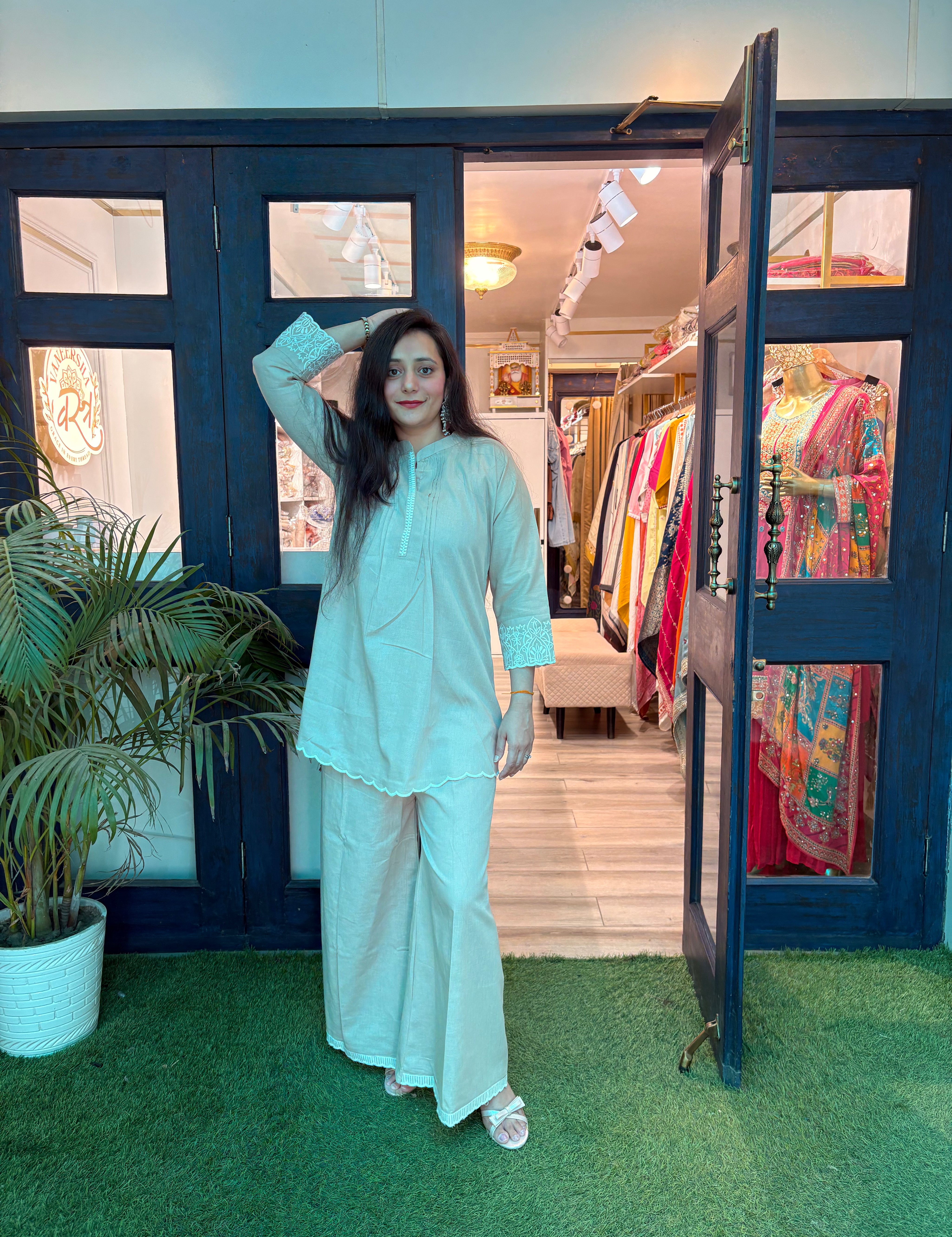 Embroidery Khadi Cotton Co-Ords (Set of 2)