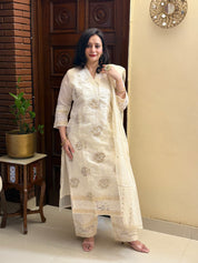 Off White Chanderi Kurta set