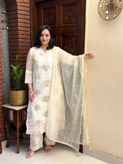 Off White Chanderi Kurta set