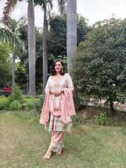 Off white premium Chinon Short Anarkali with Salwar