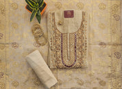 Premium Mal Chanderi Suit with Mirror & Kantha Work & Banarasi Dupatta