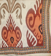 Beige Ikkat Printed Maslin Suit with Malai Cotton Bottom & Printed Maslin Dupatta