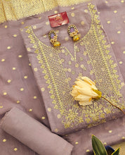 Self Banarasi Silk Unstitched Suit with Gota Patti & Moti Work , Paired with Gorgeous Georgette Dupatta