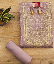 Self Banarasi Silk Unstitched Suit with Gota Patti & Moti Work , Paired with Gorgeous Georgette Dupatta