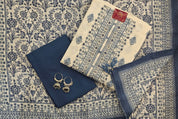 Refined Linen Self-Print Suit with Embroidery & Printed Dupatta