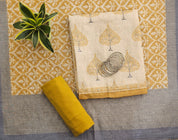 Elegant Linen Self-Printed Unstitched Suit with Printed Dupatta