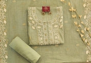 Elegant Mal Cotton Unstitched Suit with Delicate Embroidery & Embroidered Border Dupatta