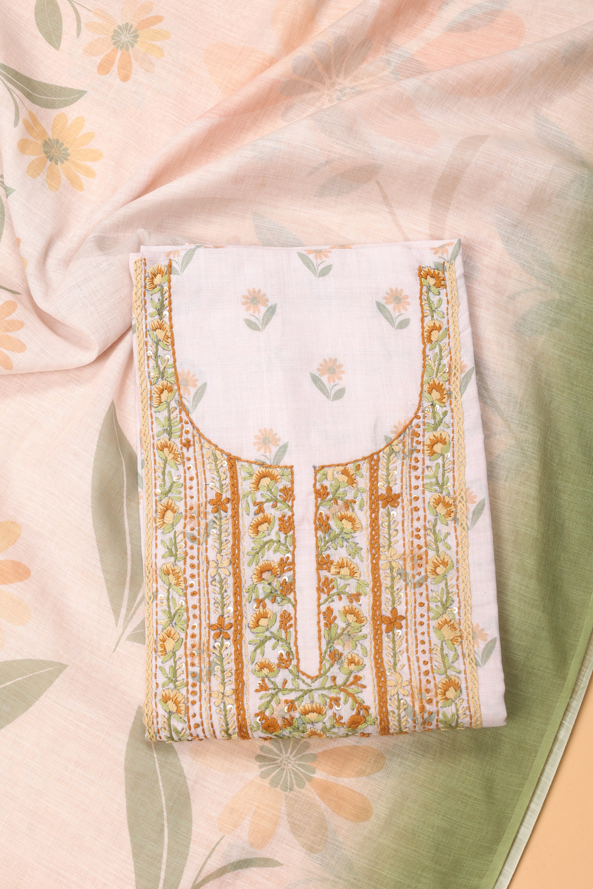 Linen Katha Work Suit