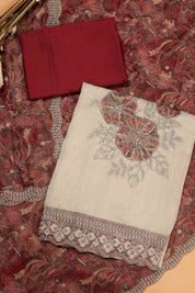 Shimmer Silk Floral Work Suit