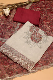Shimmer Silk Floral Work Suit