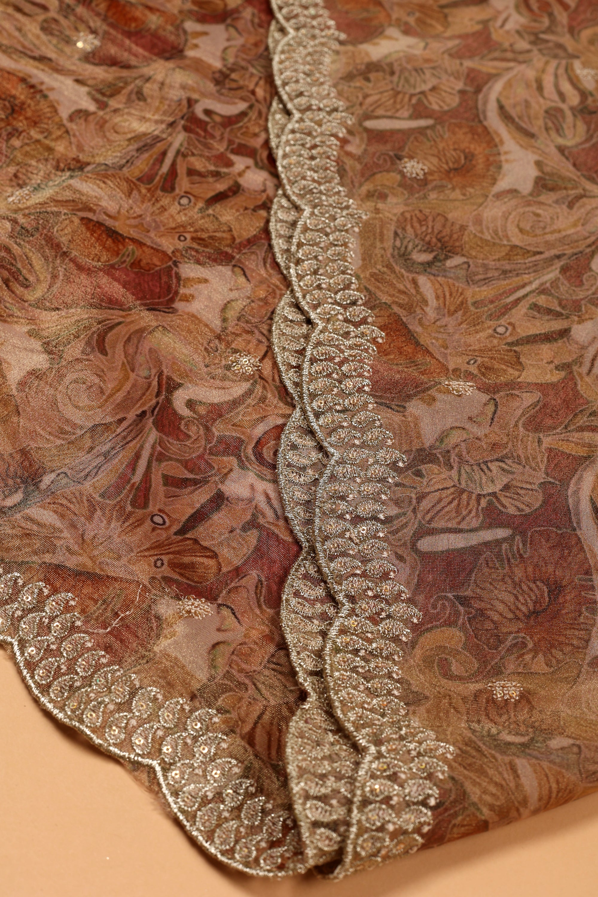 Shimmer Silk Floral Work Suit