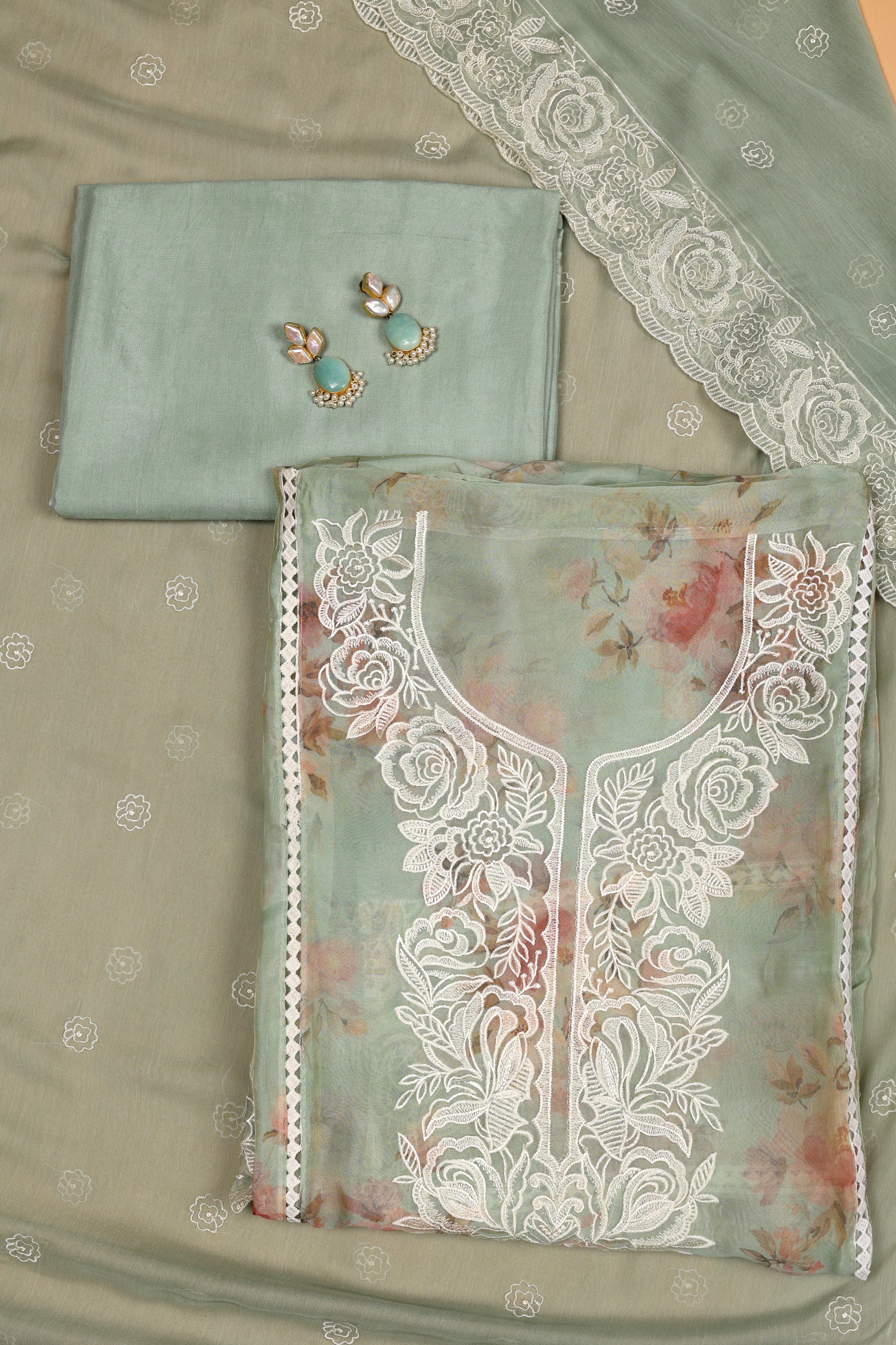 Tissue Organza Suit with Resham Thread Suit