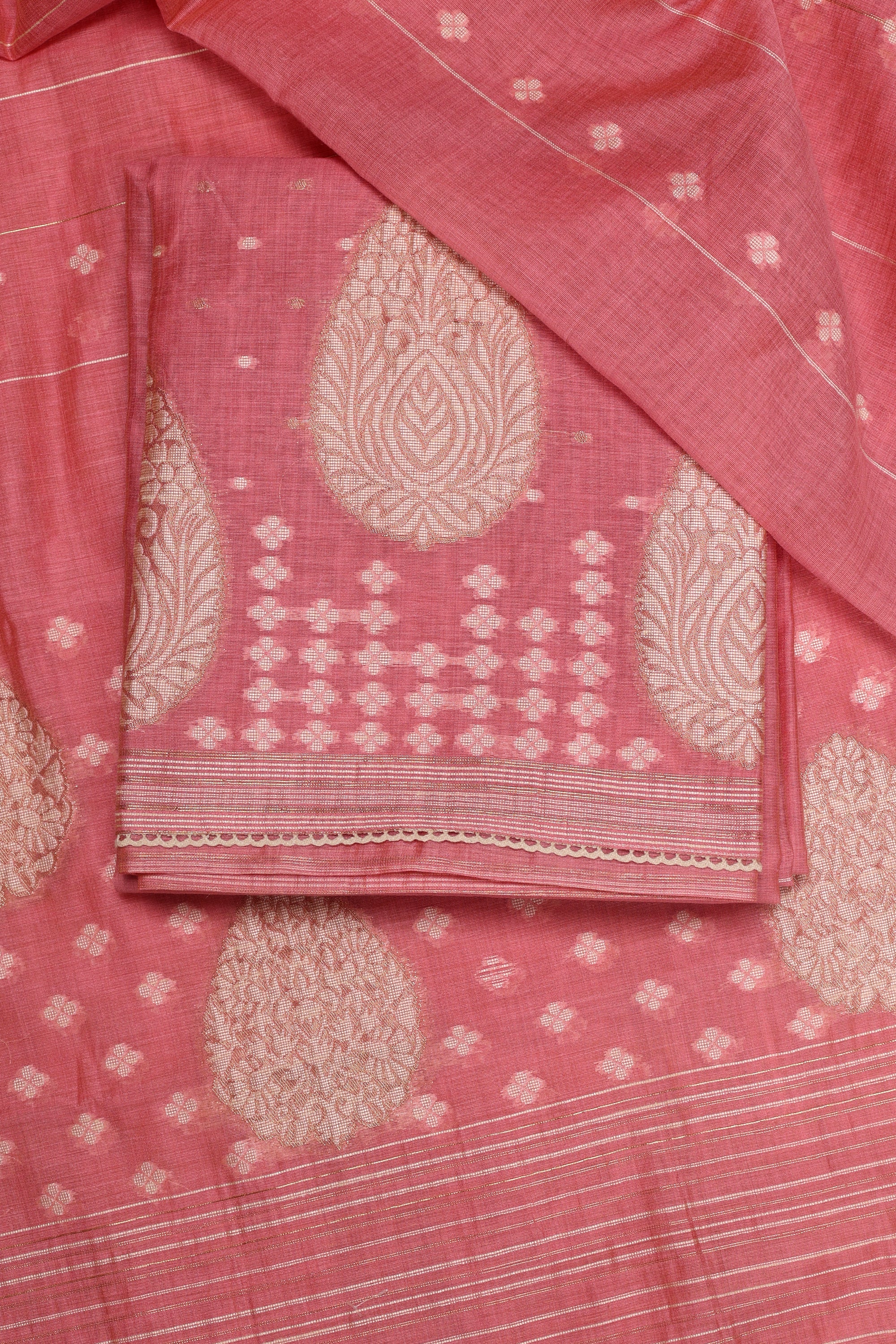 Self Banarasi Jamdhani Suit with Moti & Katdana work