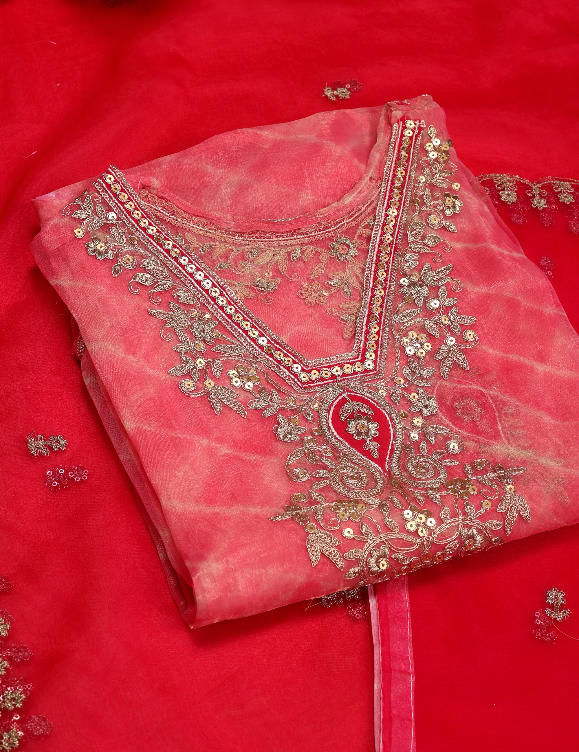 Elegant Zari Organza Suit Material