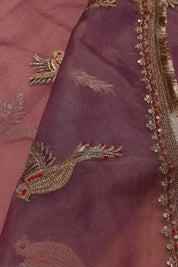 Women's Heavy Simmer Silk Embroidery Codding Work Unstitched Suit