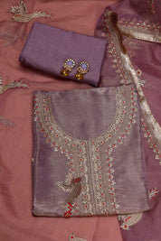 Women's Heavy Simmer Silk Embroidery Codding Work Unstitched Suit
