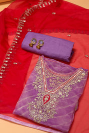 Elegant Zari Organza Suit Material