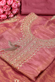 Women's Heavy Simmer Silk Embroidery Codding Work Unstitched Suit