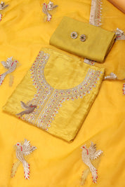 Women's Heavy Simmer Silk Embroidery Codding Work Unstitched Suit
