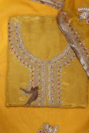 Women's Heavy Simmer Silk Embroidery Codding Work Unstitched Suit