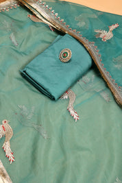 Women's Heavy Simmer Silk Embroidery Codding Work Unstitched Suit
