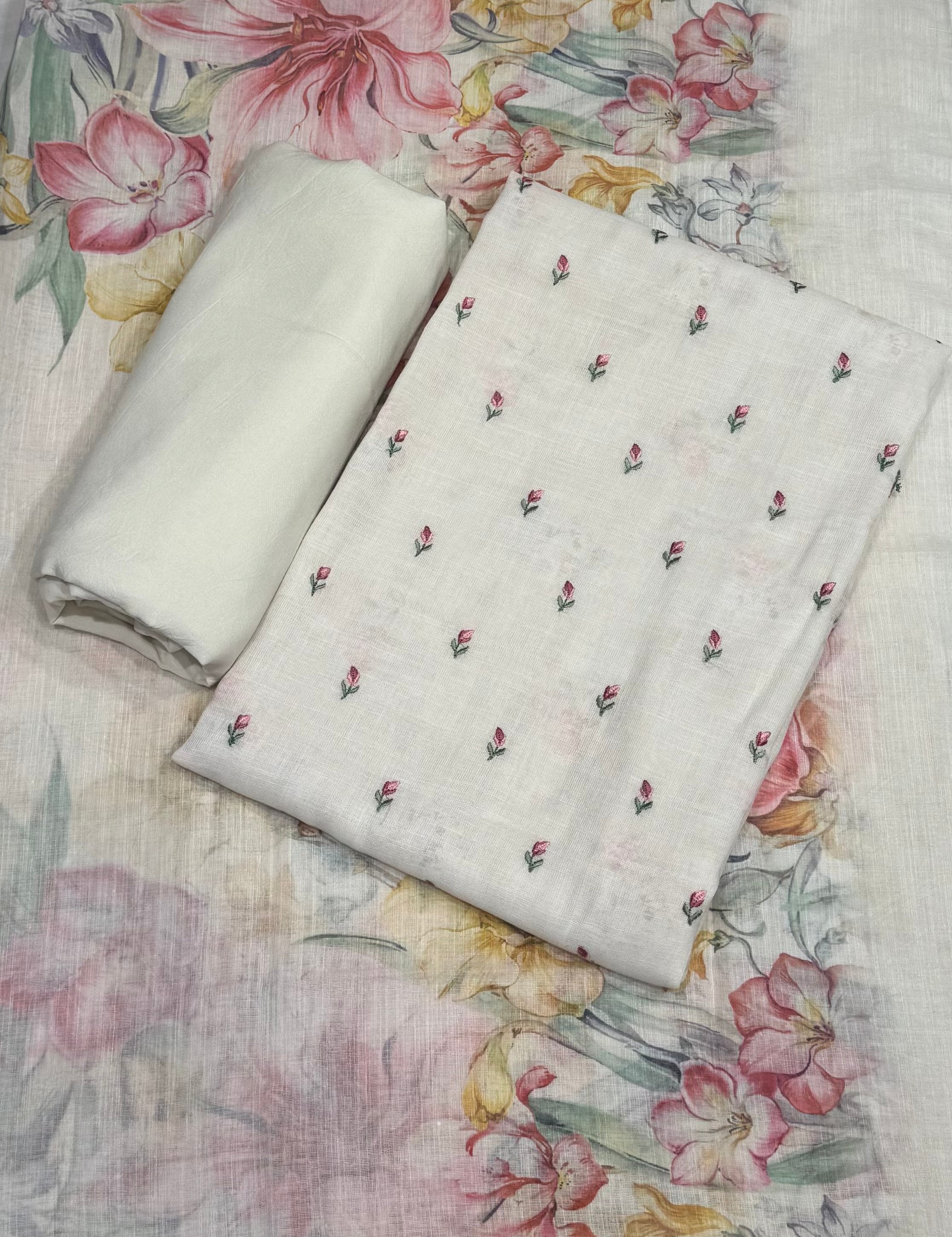 Floral Print with Thread Sequence Work Suit