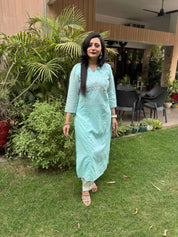 Women Embroidered Mal Cotton Kurti with Pant (Set of 2)