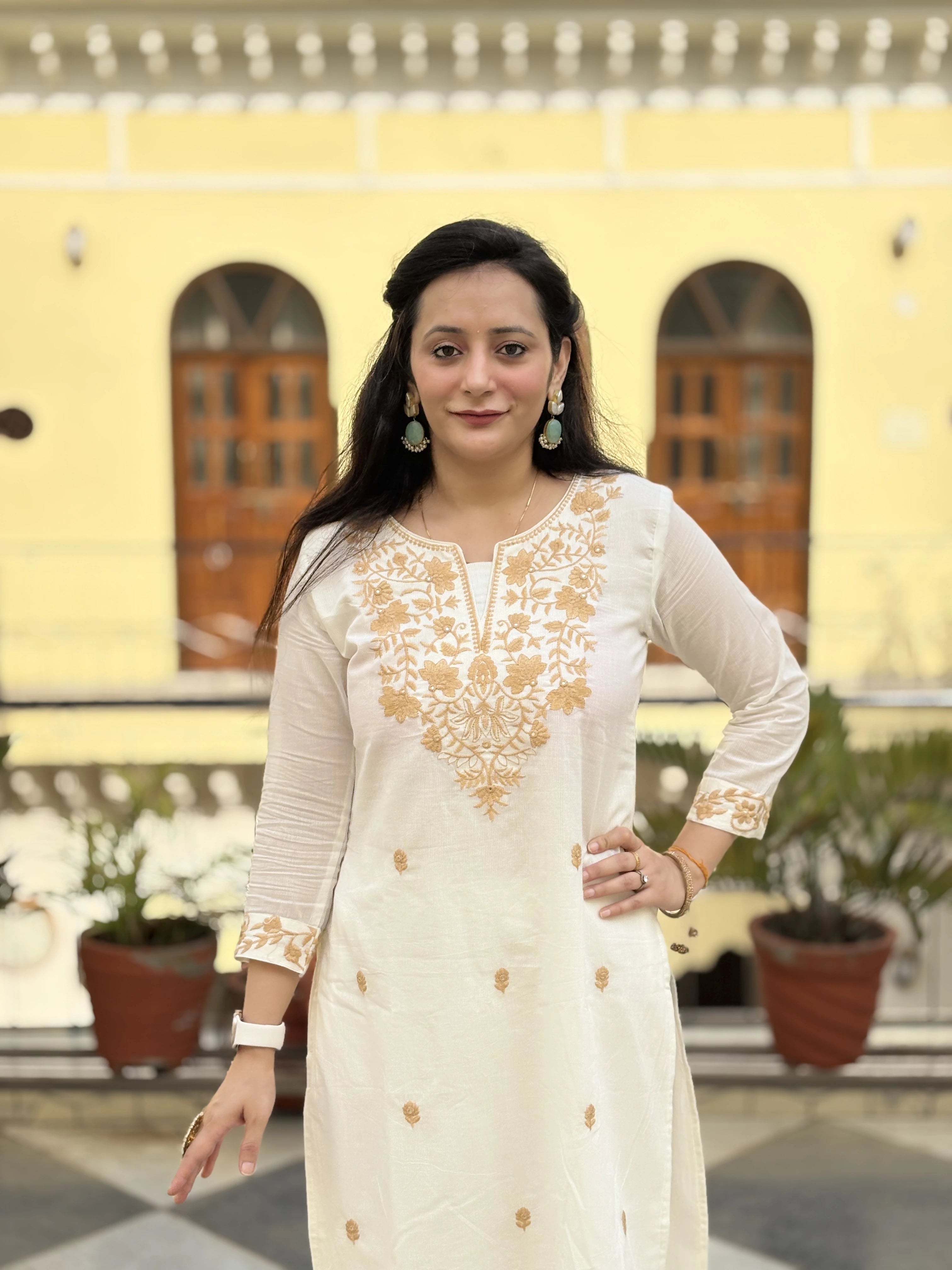 Embroided Cotton Kurti Set