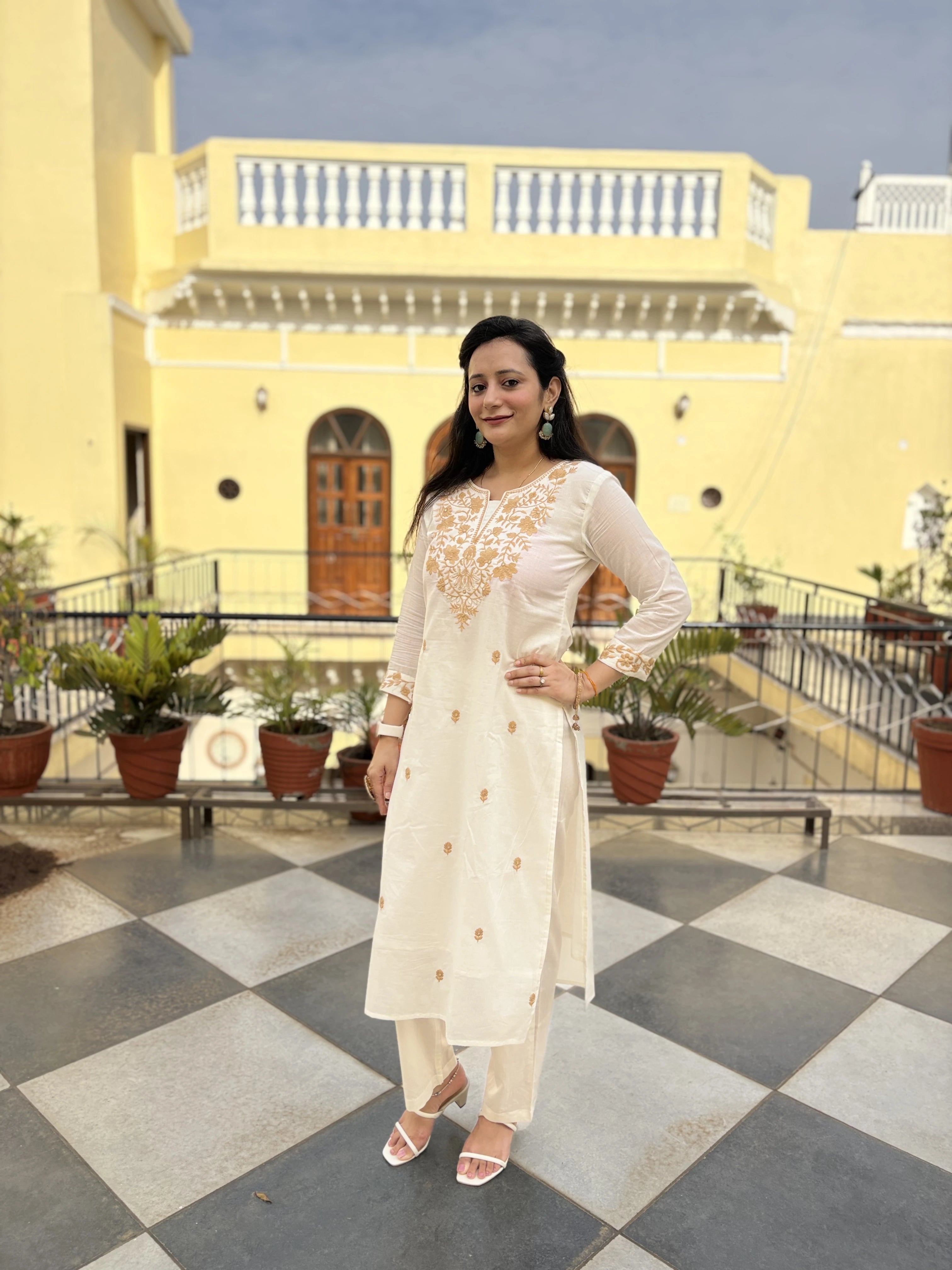 Embroided Cotton Kurti Set