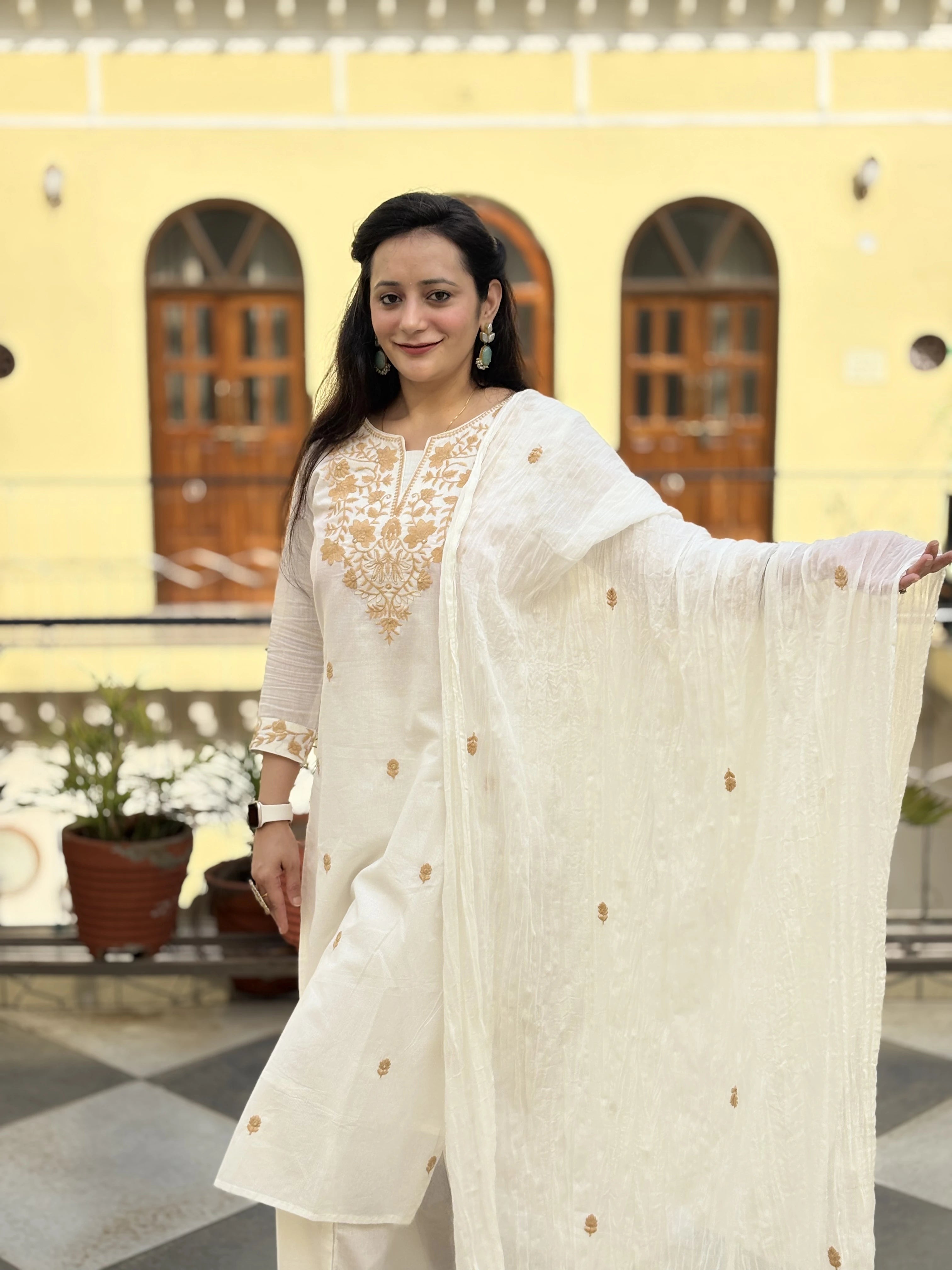 Embroided Cotton Kurti Set