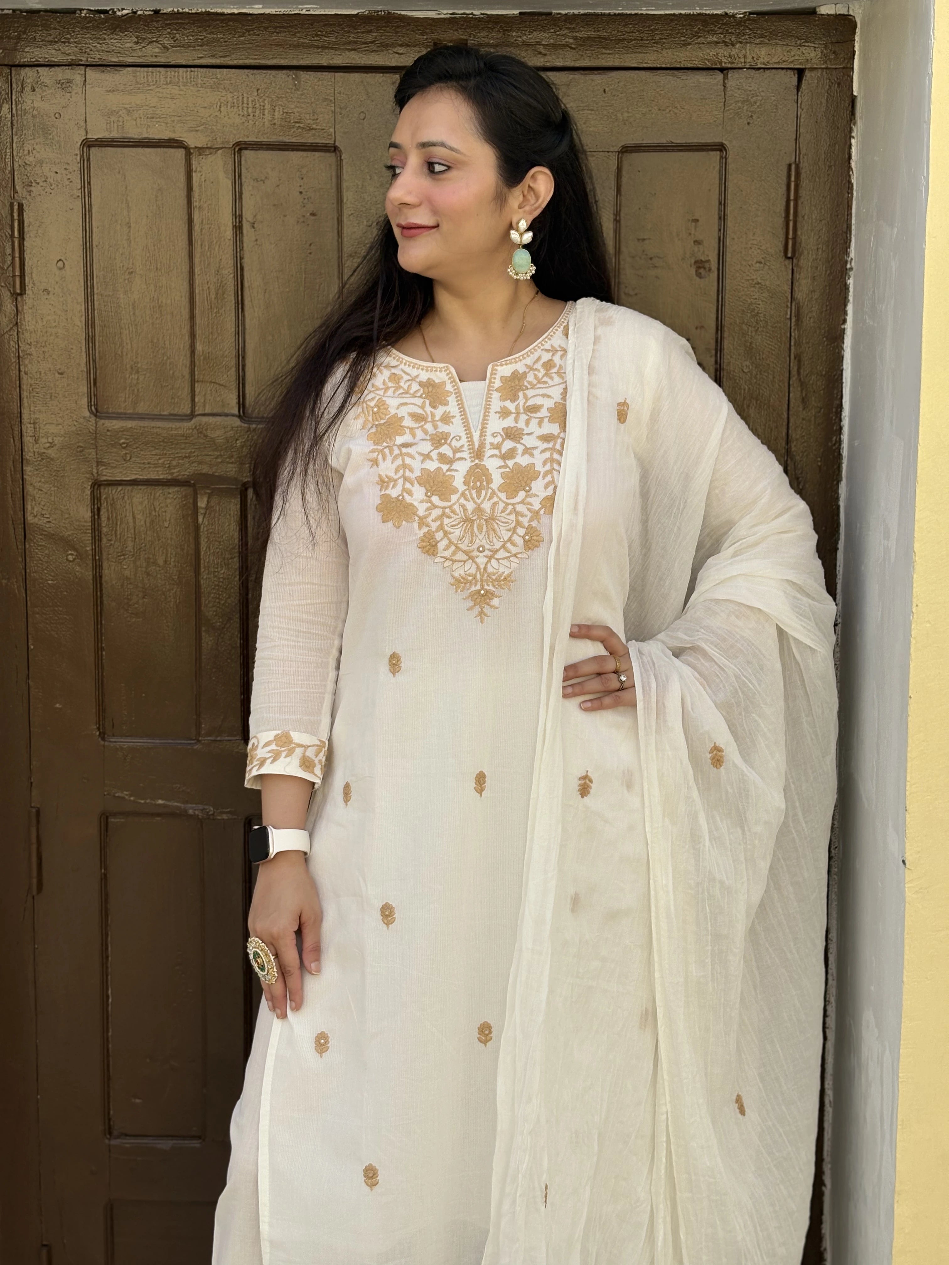 Embroided Cotton Kurti Set