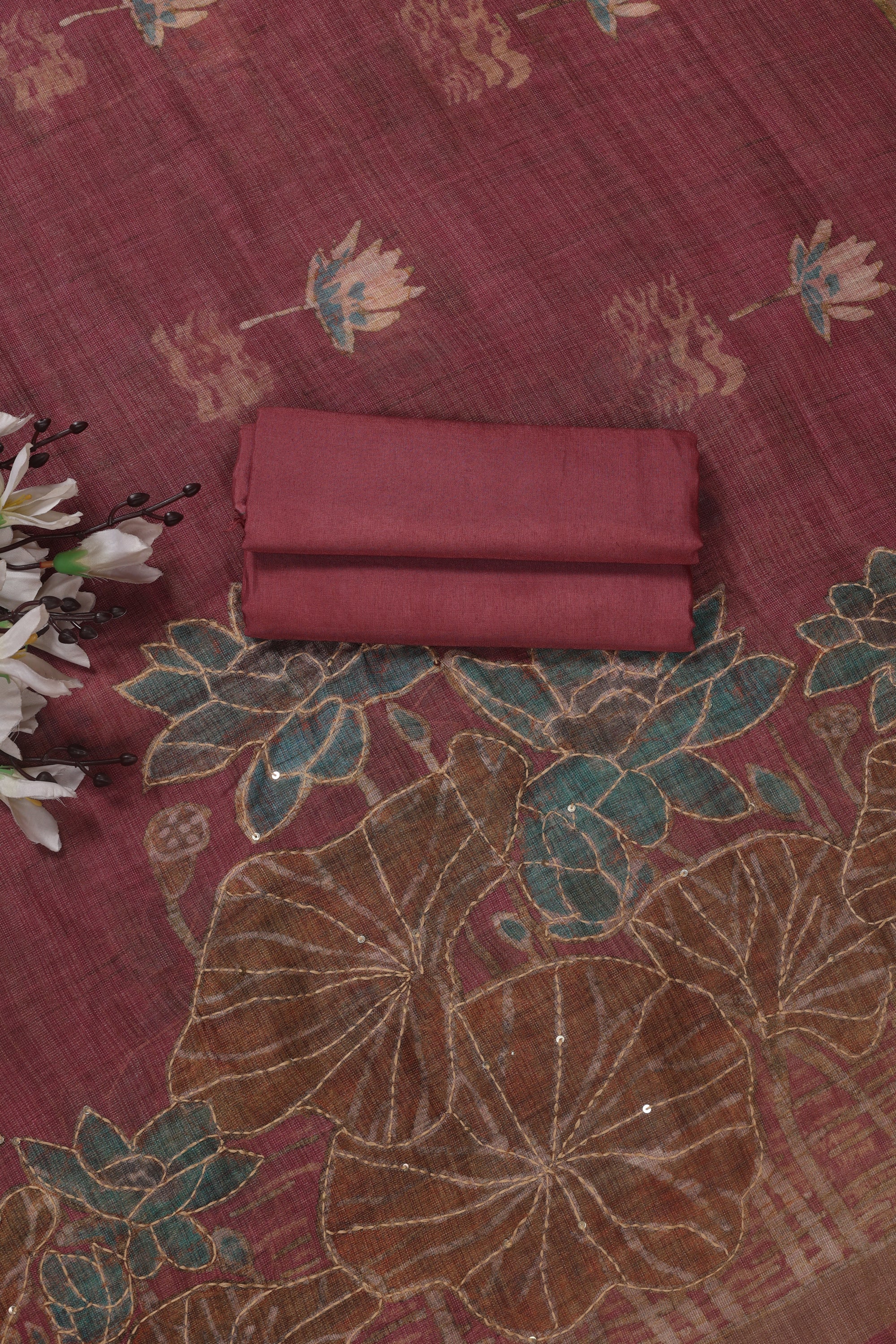 Katha Work Linen Fabric Suit