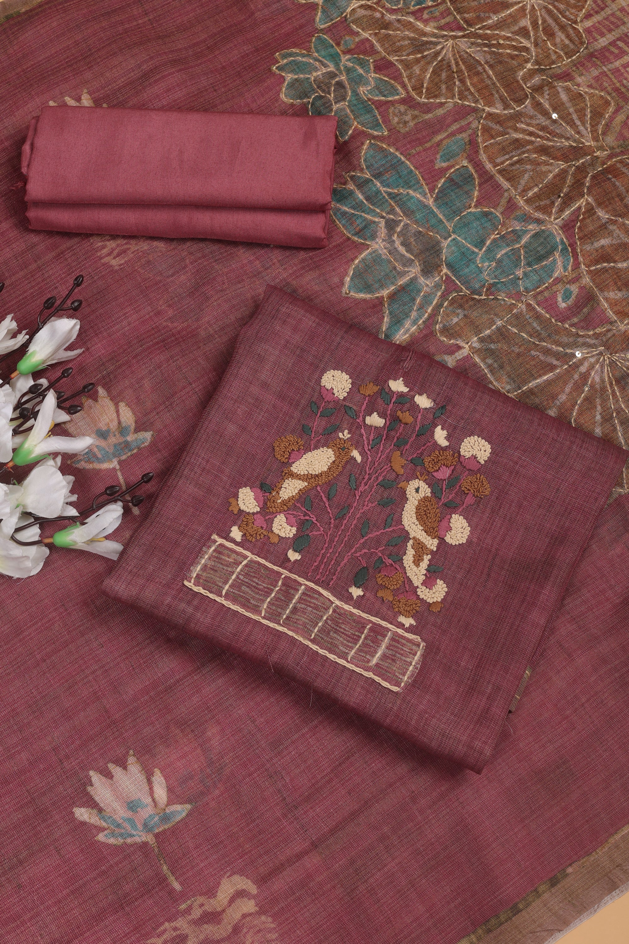 Katha Work Linen Fabric Suit