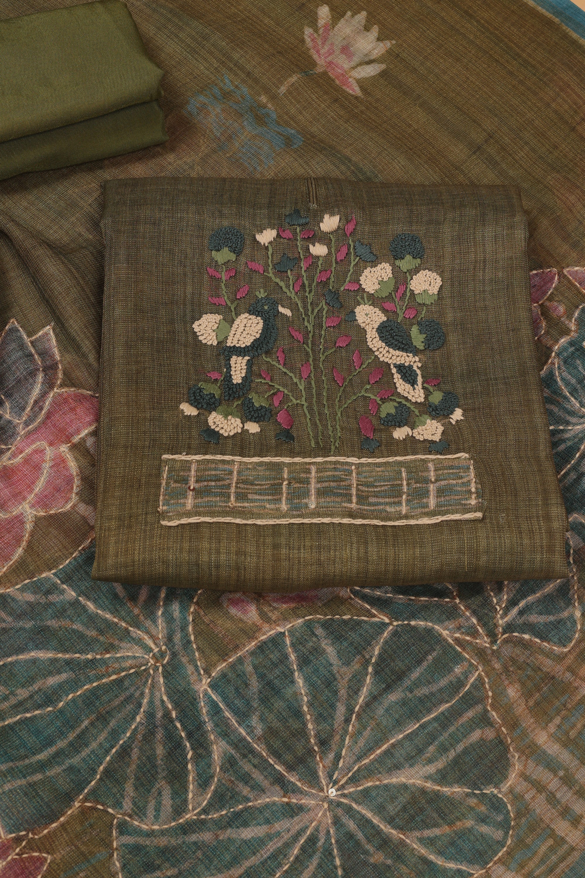 Katha Work Linen Fabric Suit