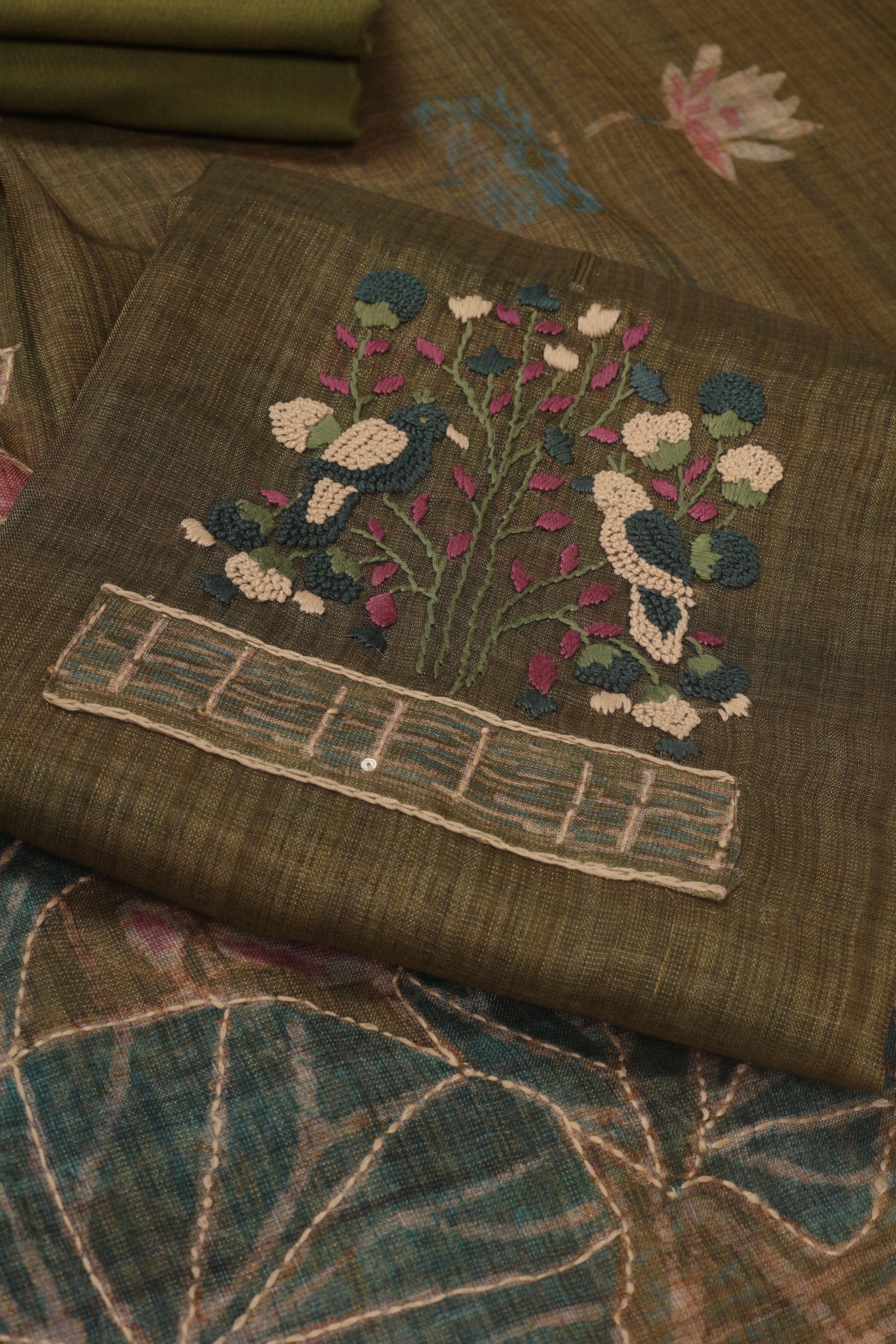 Katha Work Linen Fabric Suit