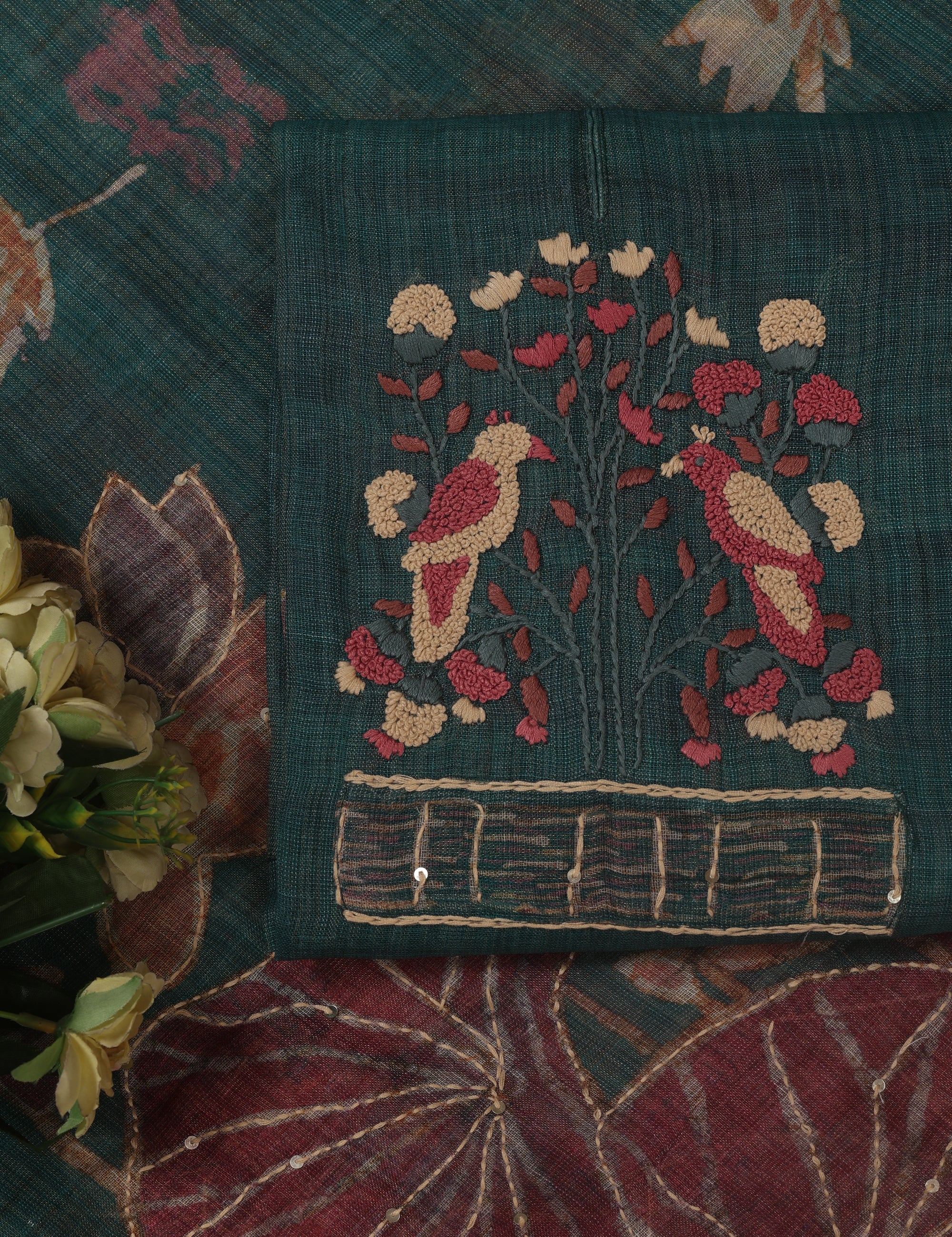 Katha Work Linen Fabric Suit
