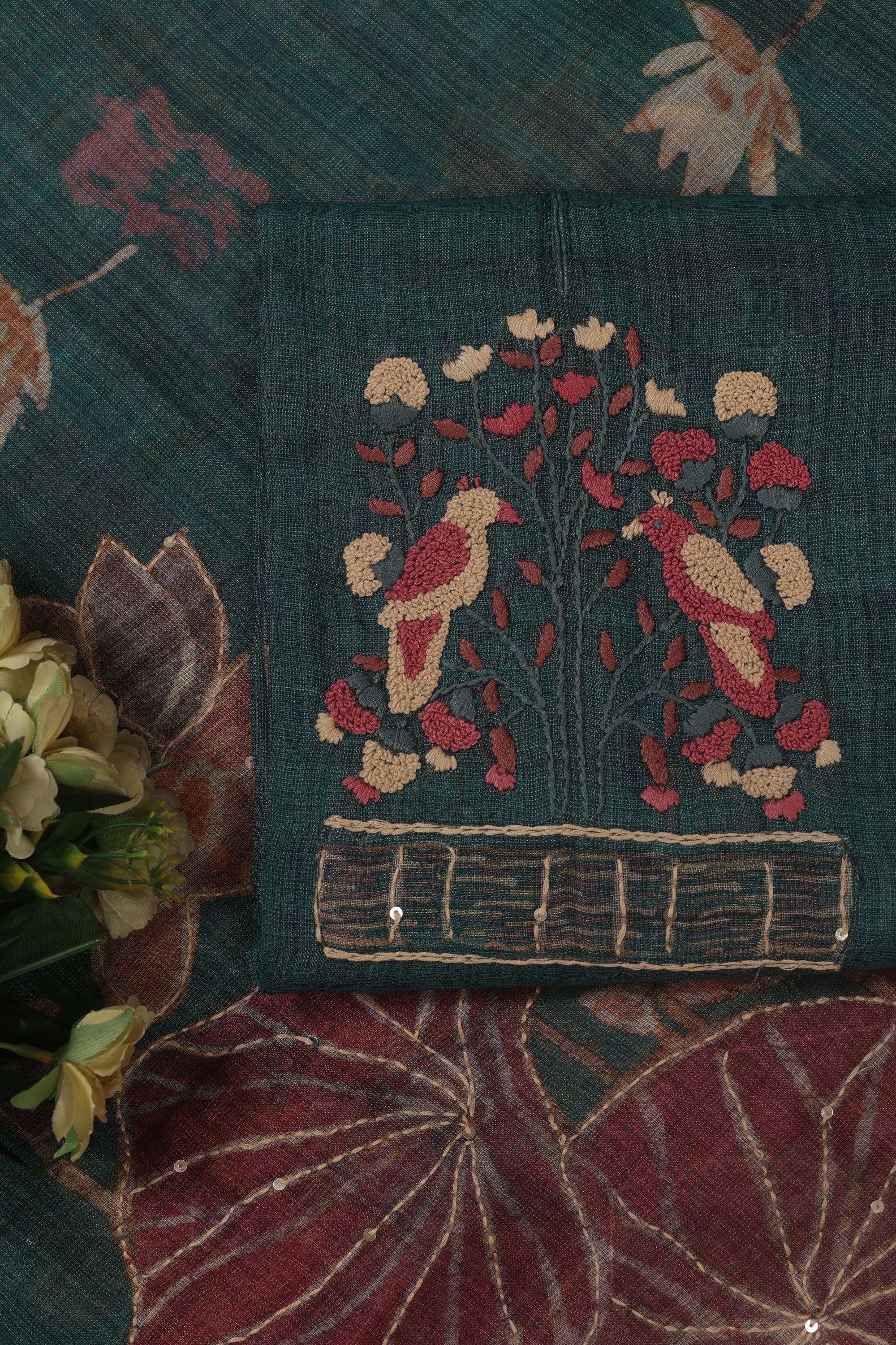 Katha Work Linen Fabric Suit