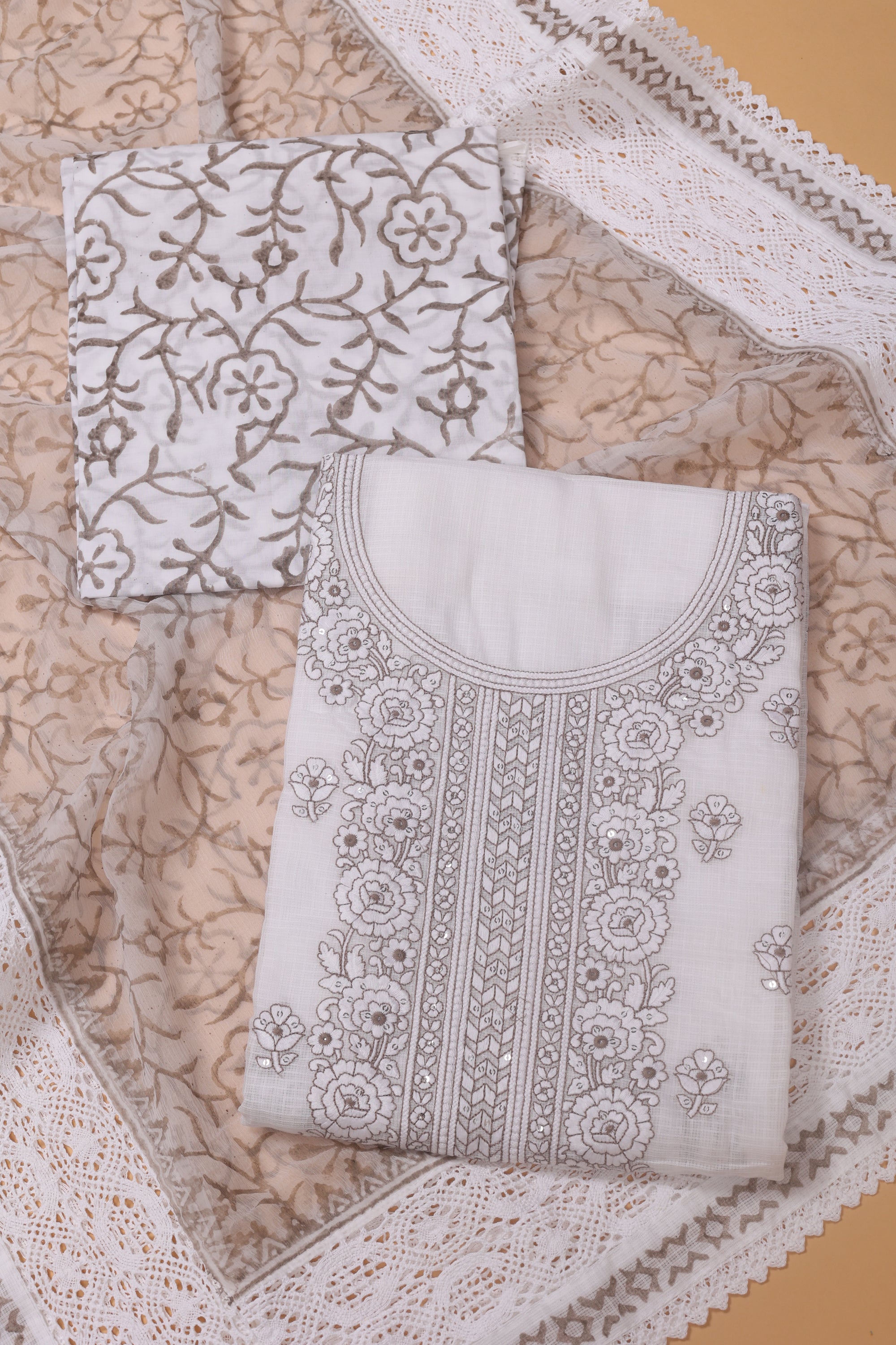Kota Doriya Suit with Chikankari Work