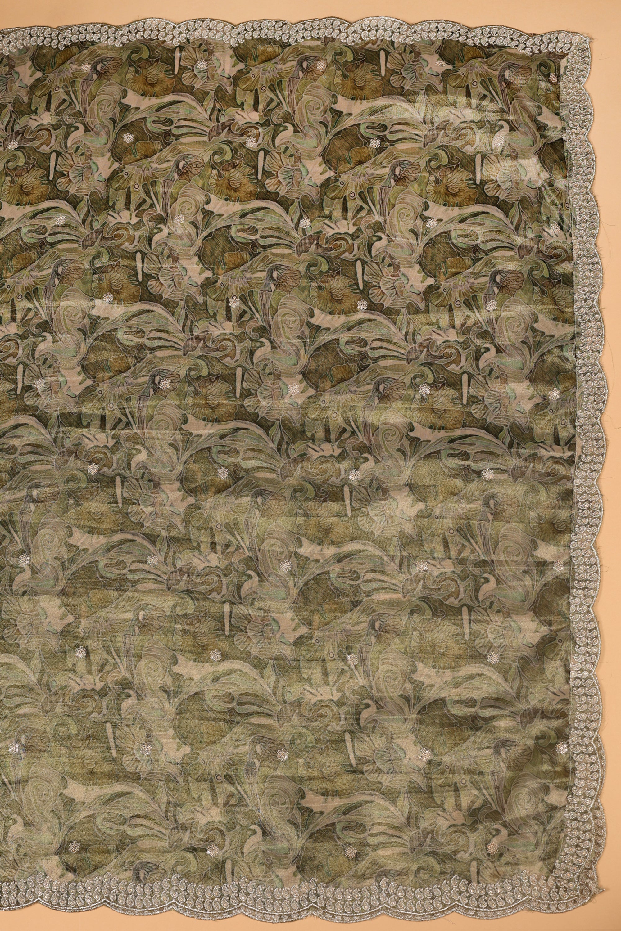 Shimmer Silk Floral Work Suit