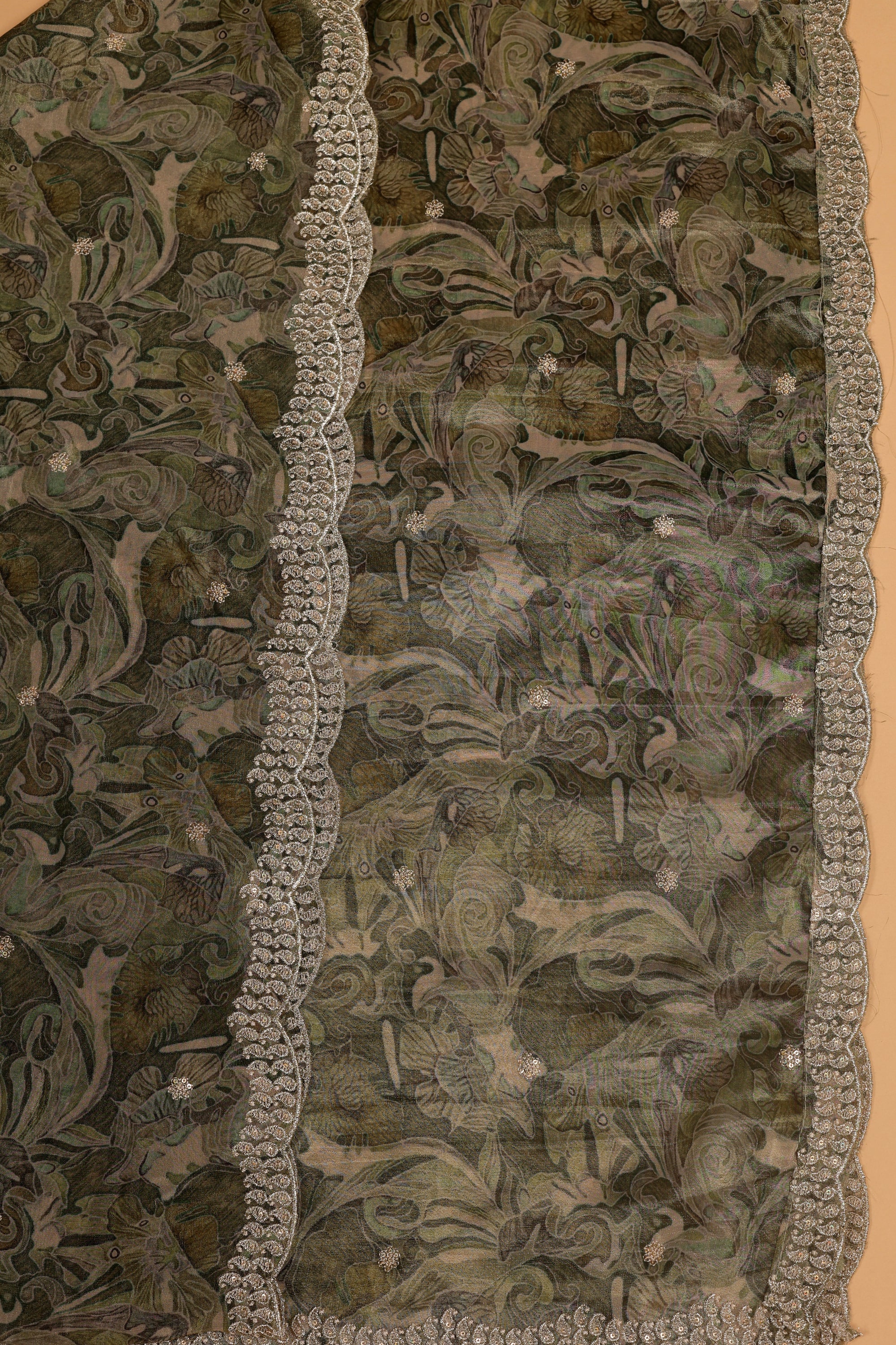 Shimmer Silk Floral Work Suit