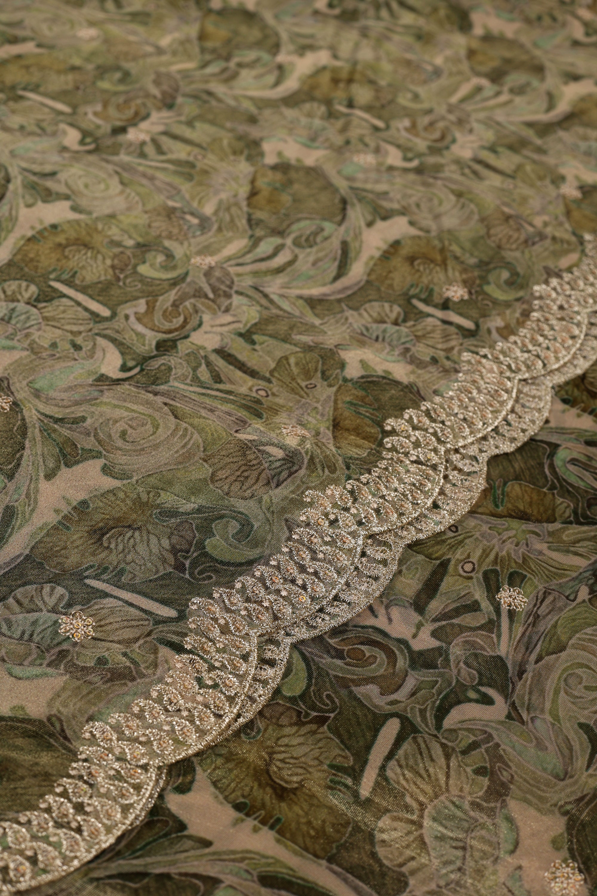 Shimmer Silk Floral Work Suit