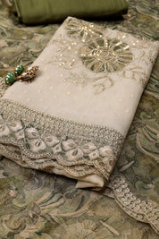 Shimmer Silk Floral Work Suit