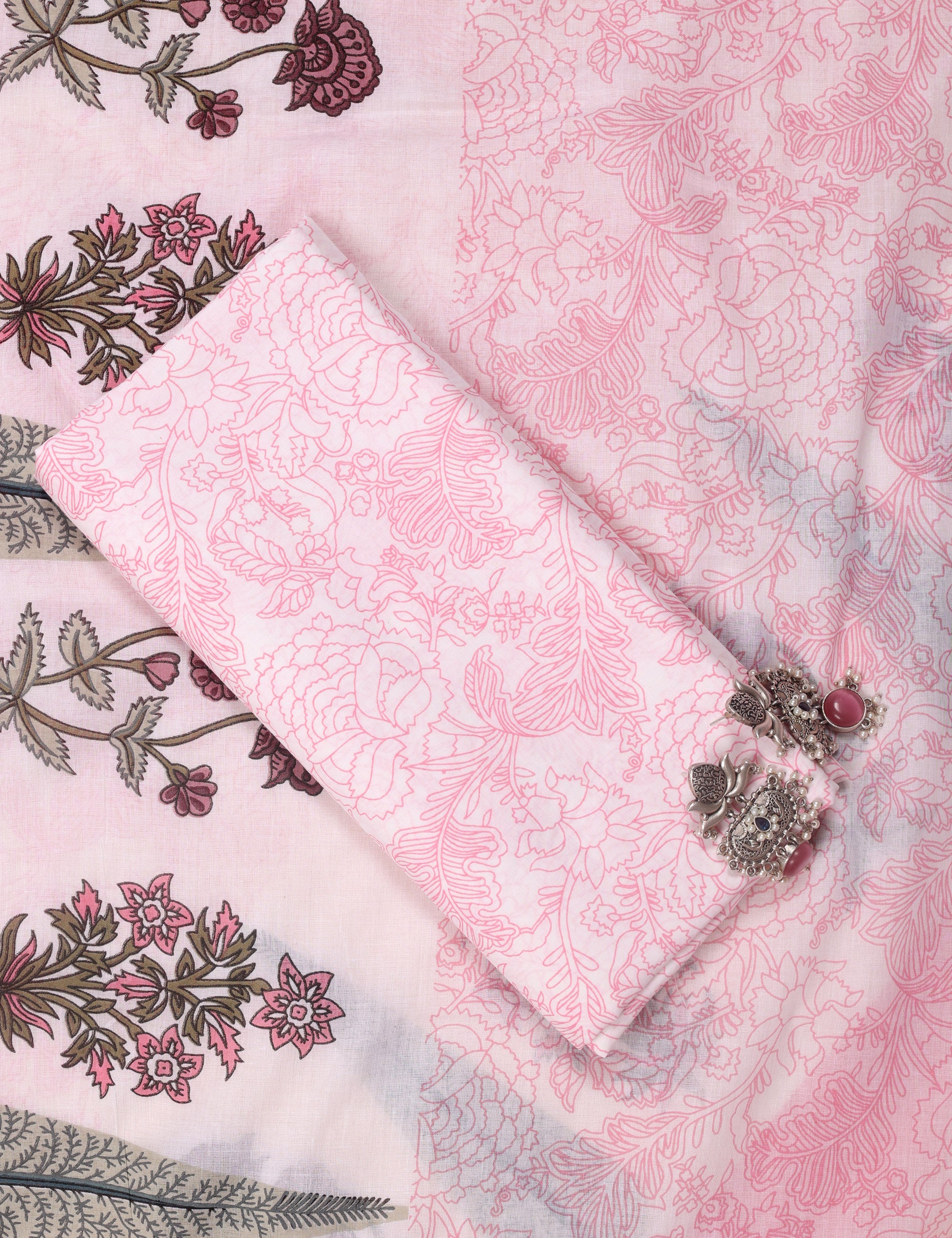 Pink Printed Cotton Suit