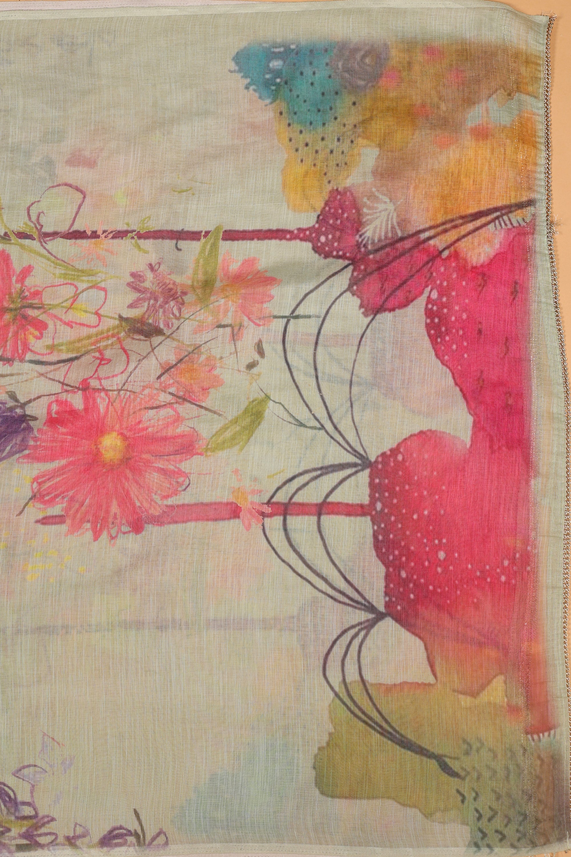 Self Floral Printed Sequence Suit