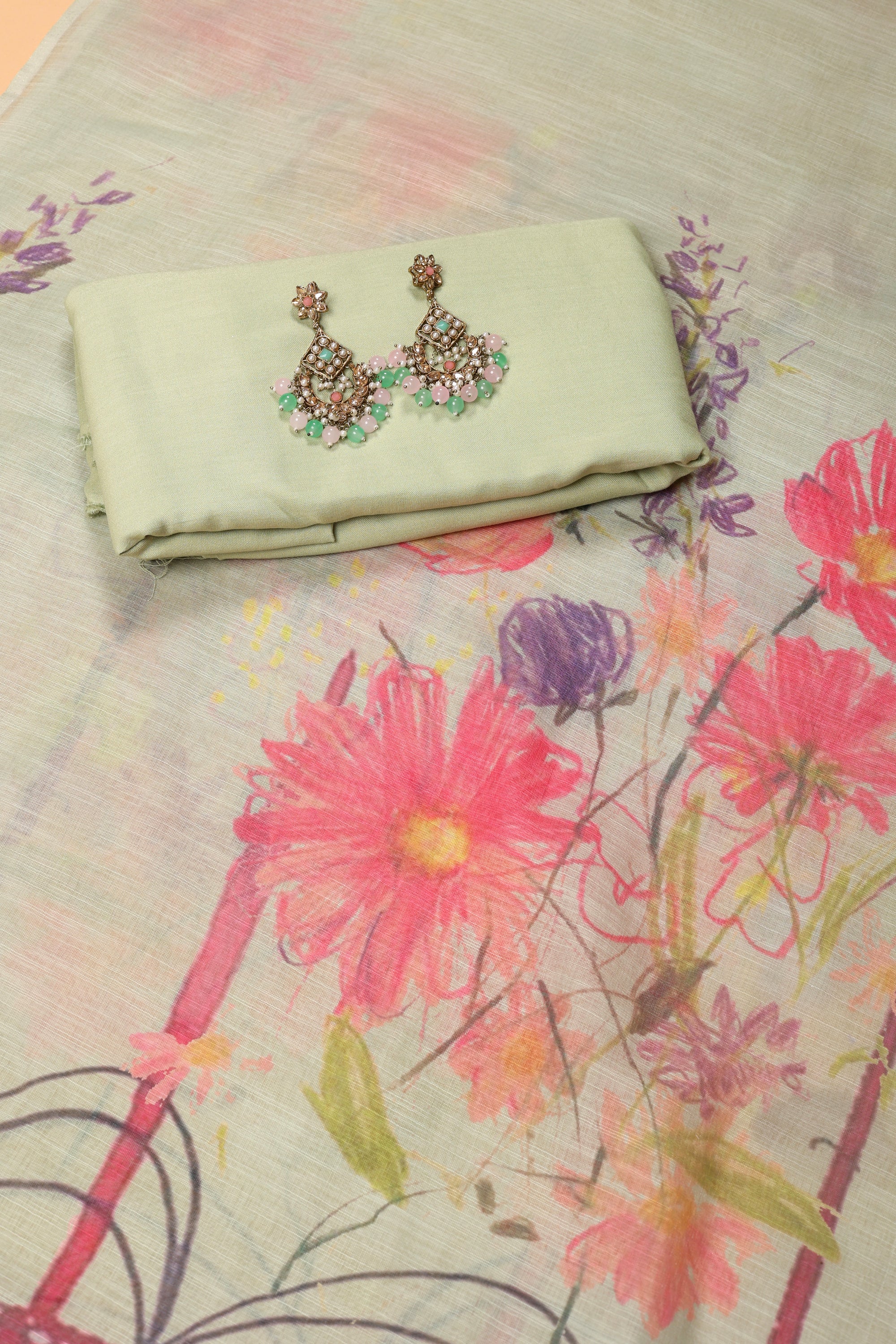 Self Floral Printed Sequence Suit