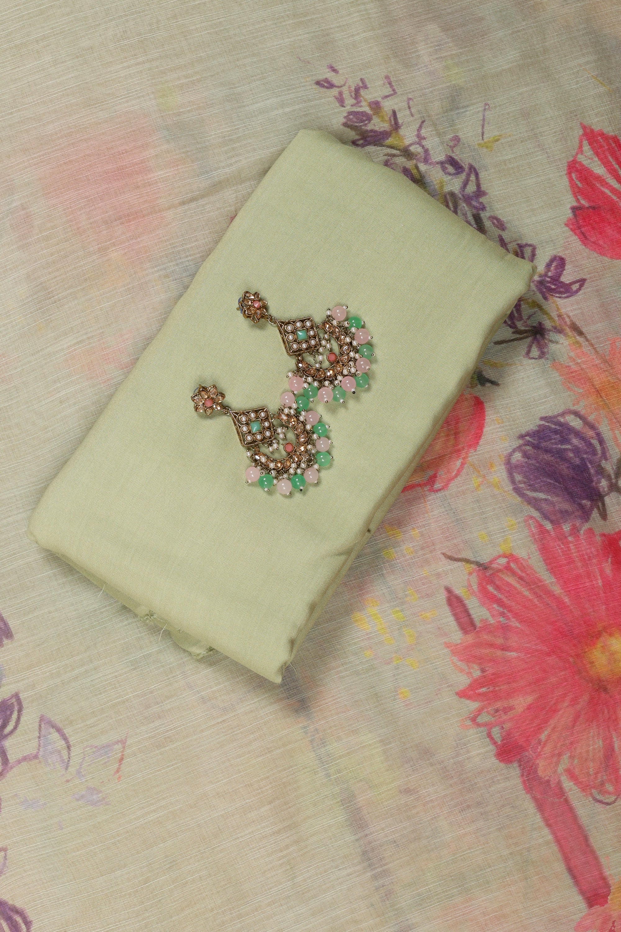 Self Floral Printed Sequence Suit