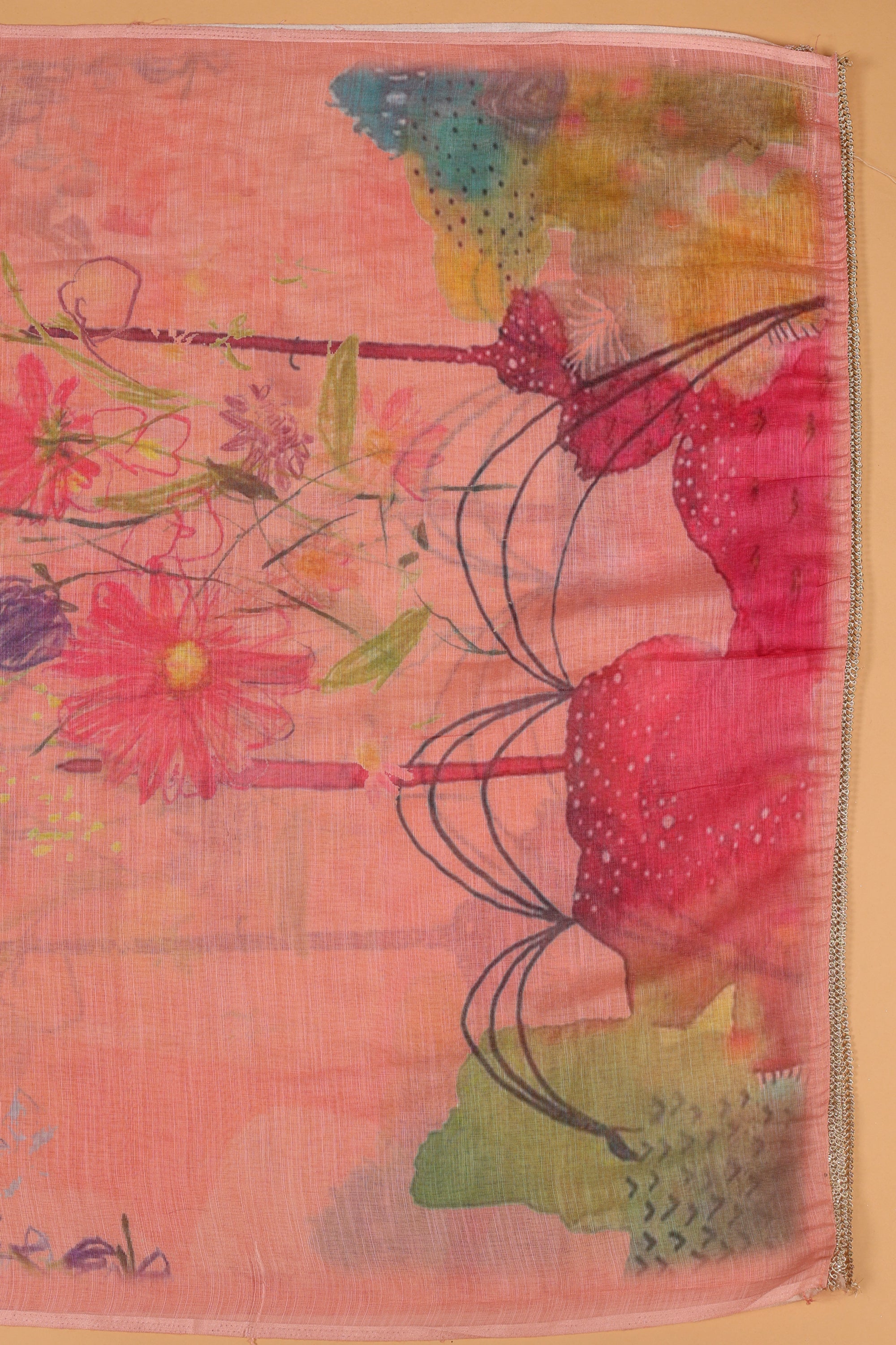 Self Floral Printed Sequence Suit
