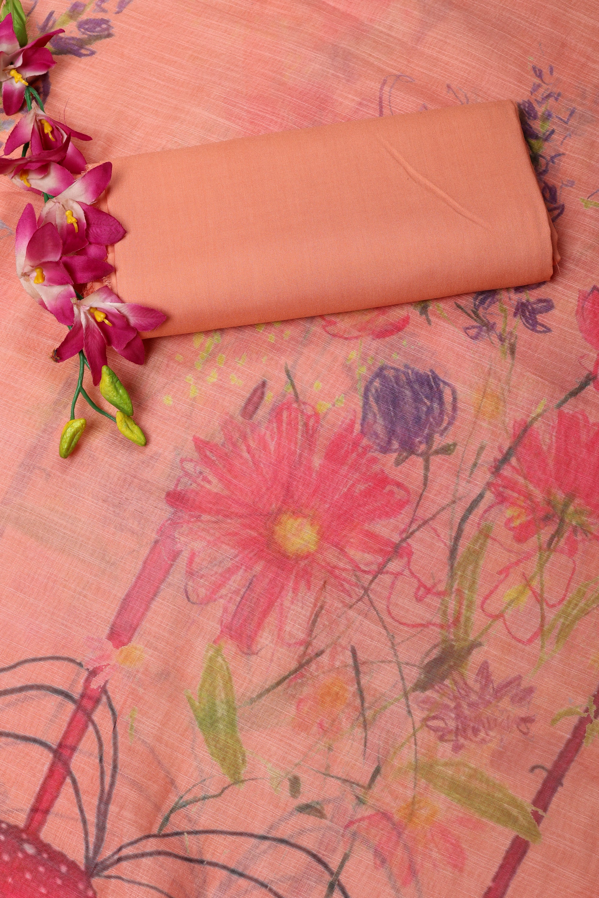 Self Floral Printed Sequence Suit