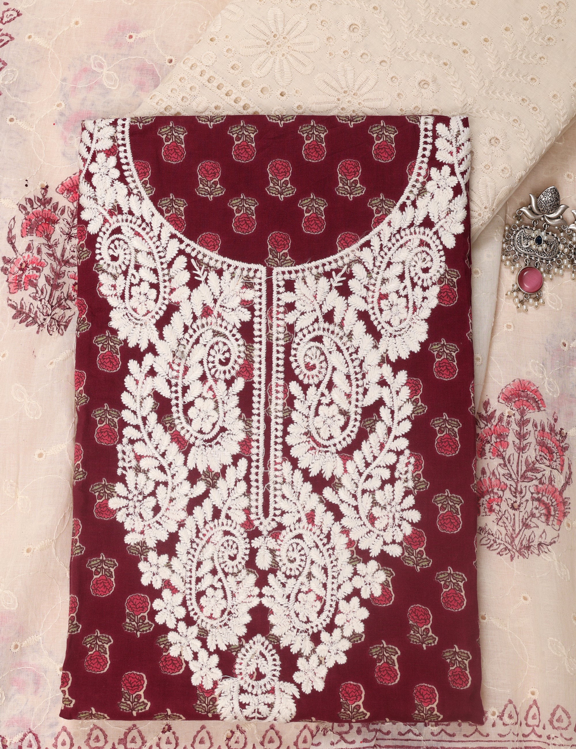 Thread Work Cotton Suit